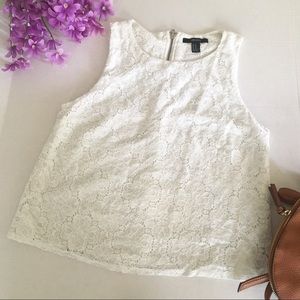 Forever21 white floral cropped tank